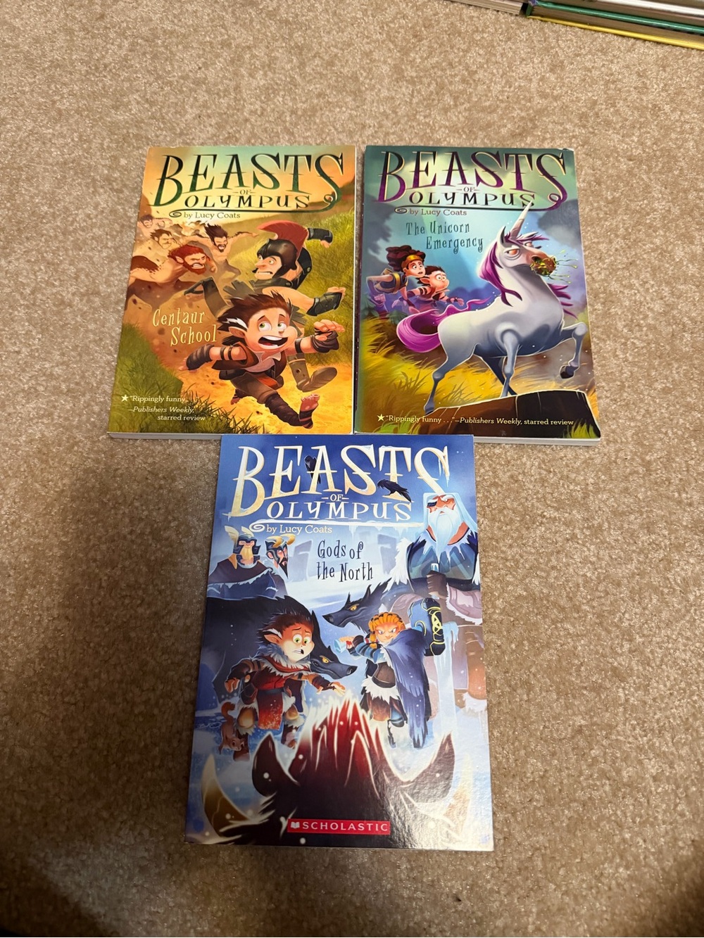 Lot of 3 paperback books Beasts of Olympus children's fantasy series Lucy coats